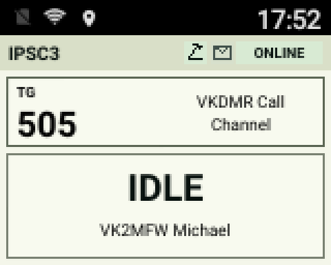 IPSC3 POC radio main screen in Day mode
