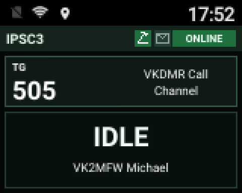 IPSC3 POC radio main screen in Night mode